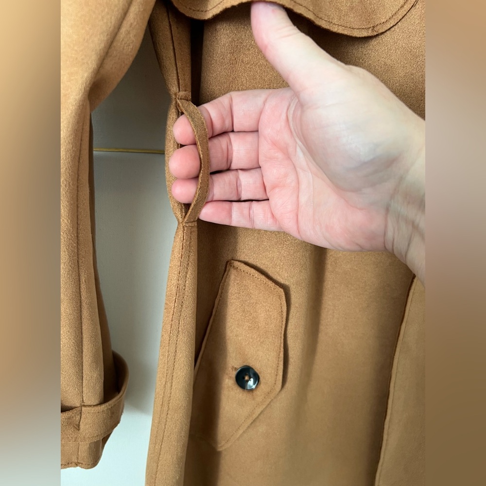Tahari “Faux Leather” Coat with Pockets - Picture 9 of 17